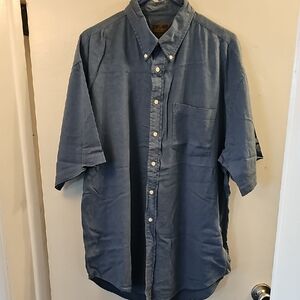 Mens Blue Casual Button Down Shirt with Relaxed Fit